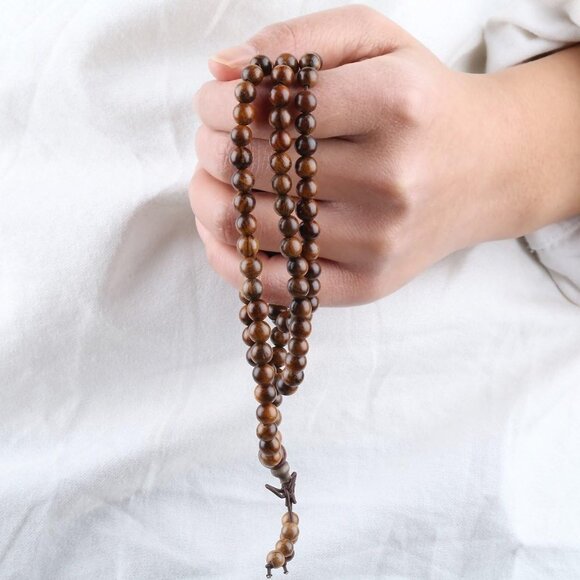 Tibetan Buddhist Mala Bracelet 108 Natural Wood Prayer Beads for Women Men - Picture 4 of 5
